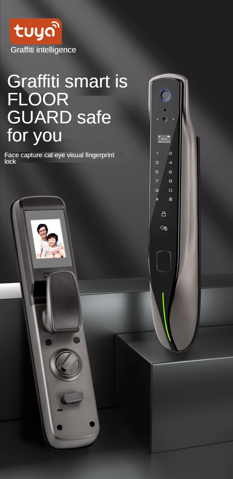 XiVision Tuya Smart Door Lock with Visual Cat Eye - Remote Unlock, Fingerprint & Auto Doorbell | Camera Surveillance Integrated