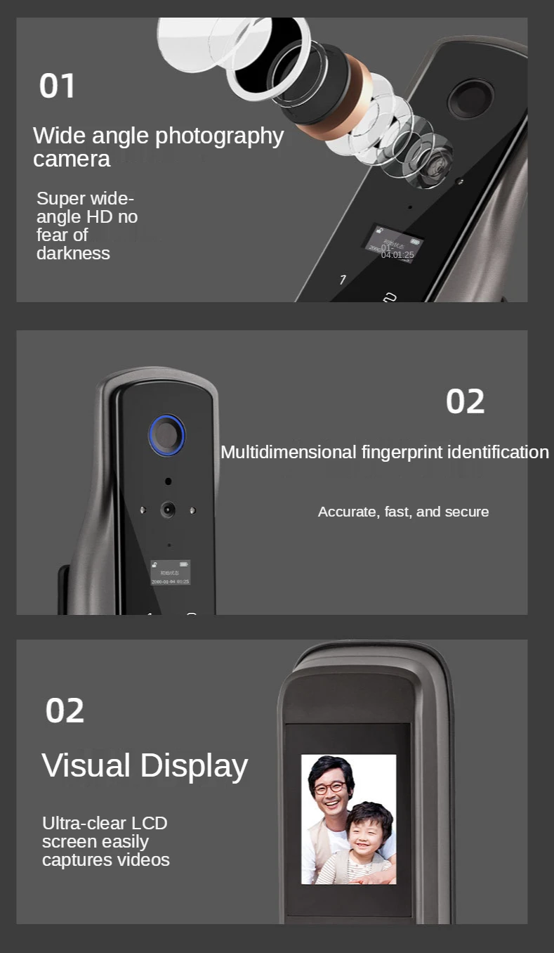 XiVision Tuya Smart Door Lock with Visual Cat Eye - Remote Unlock, Fingerprint & Auto Doorbell | Camera Surveillance Integrated