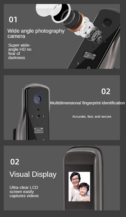 XiVision Tuya Smart Door Lock with Visual Cat Eye - Remote Unlock, Fingerprint & Auto Doorbell | Camera Surveillance Integrated