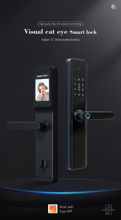 XiVision Tuya Smart Door Lock with Visual Doorbell Camera - Remote Unlock, Fingerprint & Auto Surveillance | All-in-One Home Security