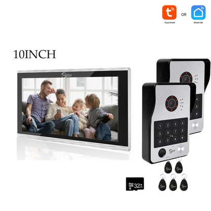 XiVision 7/10 Inch Password phone Fingerprint Card Video Intercom Doorphone Touch Screen with Wired Doorbell 1080P 148° interfone