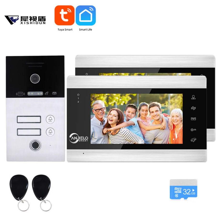 XiVision  7 inch 1080P Tuya WiFi Wireless Video Intercom for Apartment - Supports 1/2/3 Floors, Video Doorphone Call WiFi Wireless Video Intercom for Apartment - Supports 1/2/3 Floors, Video Doorphone Call