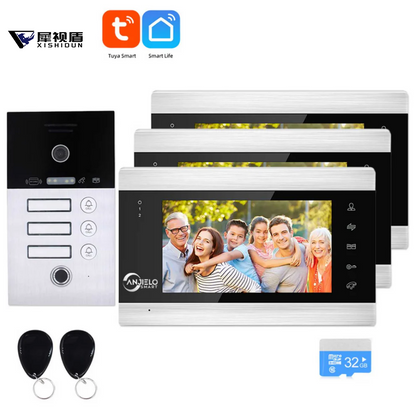 XiVision  7 inch 1080P Tuya WiFi Wireless Video Intercom for Apartment - Supports 1/2/3 Floors, Video Doorphone Call WiFi Wireless Video Intercom for Apartment - Supports 1/2/3 Floors, Video Doorphone Call