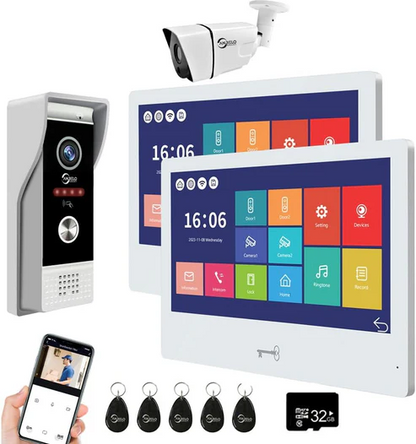 XiVision 10.1 inch Touch Monitor Wired Video Doorbell - WiFi HD Camera with Motion Detection Area Adjustment  Apartment Intercom System