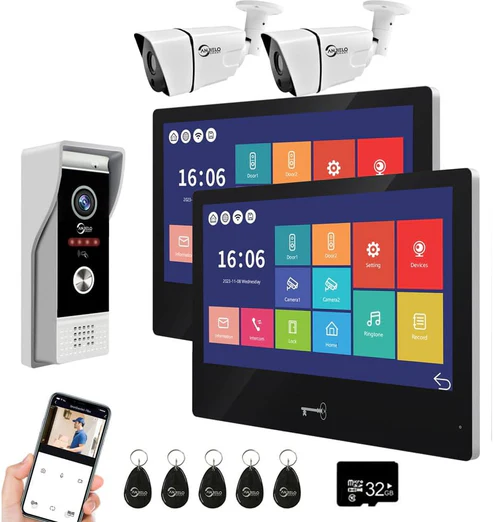 XiVision 10.1 inch Touch Monitor Wired Video Doorbell - WiFi HD Camera with Motion Detection Area Adjustment  Apartment Intercom System
