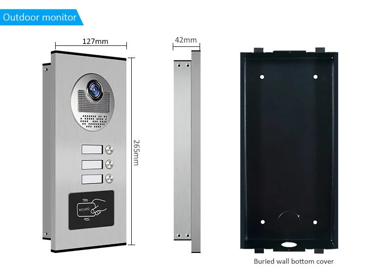 3 - Unit Home Video Intercom for Apartments: Residential Doorbell with RFID Card Unlock - Your All - in - One Security Solution