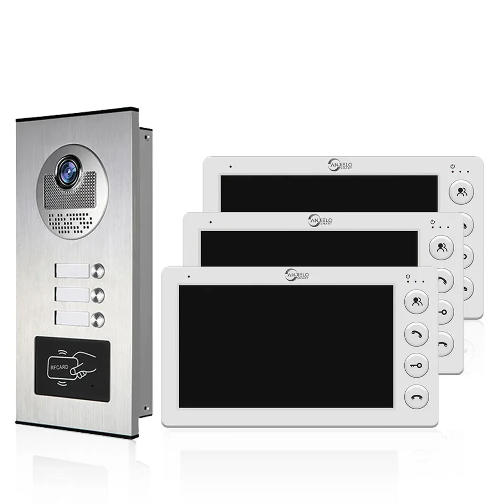 3 - Unit Home Video Intercom for Apartments: Residential Doorbell with RFID Card Unlock - Your All - in - One Security Solution
