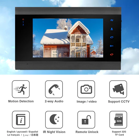 XiVision 7 Inch Home Video Intercom Doorbell for Apartment - Night Vision  Motion Detection for Enhanced Home Security