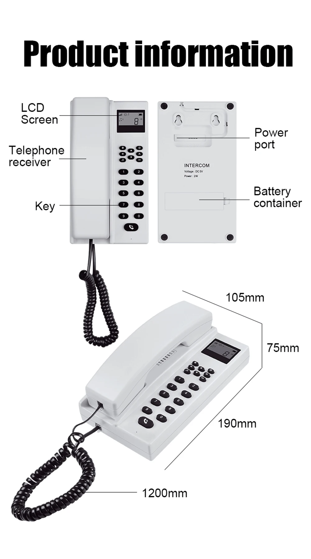 2.4GHz Wireless Intercom Warehouse Office Wireless Voice Intercom Apartment Villa Walkie-talkie Home Wireless Doorman Phone