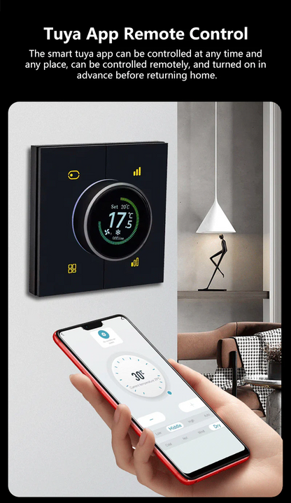 Tuya Zigbee3.0 Smart Digital Thermostat - 3-in-1 Control for Floor Heating, Air Conditioning & Fresh Air with Knob Temperature Adjustment