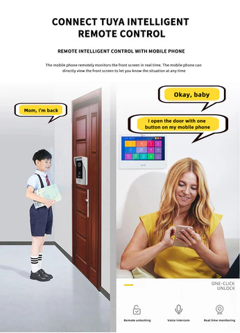 10.1-Inch Touch Monitor Video Doorphone System with Anti-Theft IR Vision Doorbell Camera for Home and Apartment Security
