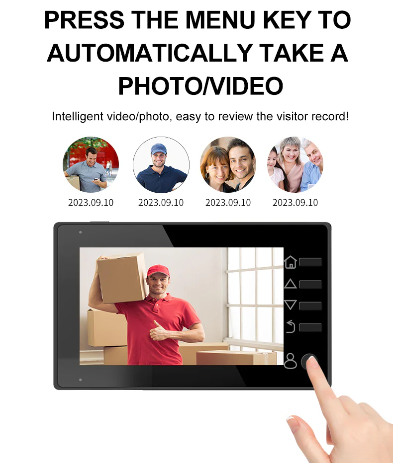 4.3 Inch Smart Home Video Doorbell with 120° Wide Angle, Automatic Video Recording, and Easy Installation