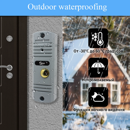 7-Inch Video Intercom System with Outdoor Metal Waterproof Doorbell – Night Vision, Remote Lock/Unlock, Cold-Resistant for Home Security