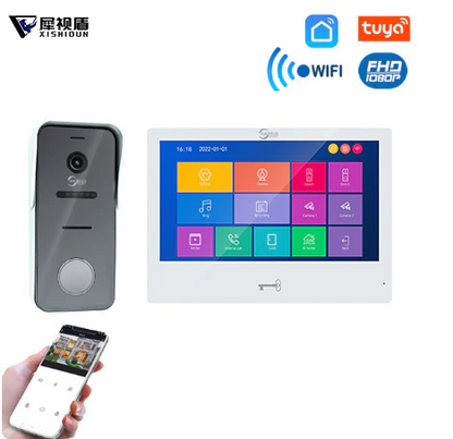 Tuya Smart WiFi Video Doorbell Intercom System with 1080P HD Camera and Touch Screen Monitor