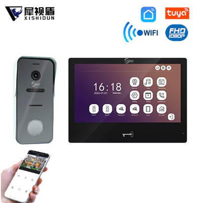 Tuya Smart WiFi Video Doorbell Intercom System with 1080P HD Camera and Touch Screen Monitor