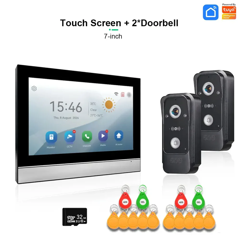 XiVision  Tuya Smart Video Intercom System with 1080P HD Camera Touch Screen  Motion Detection with RFID Unlock