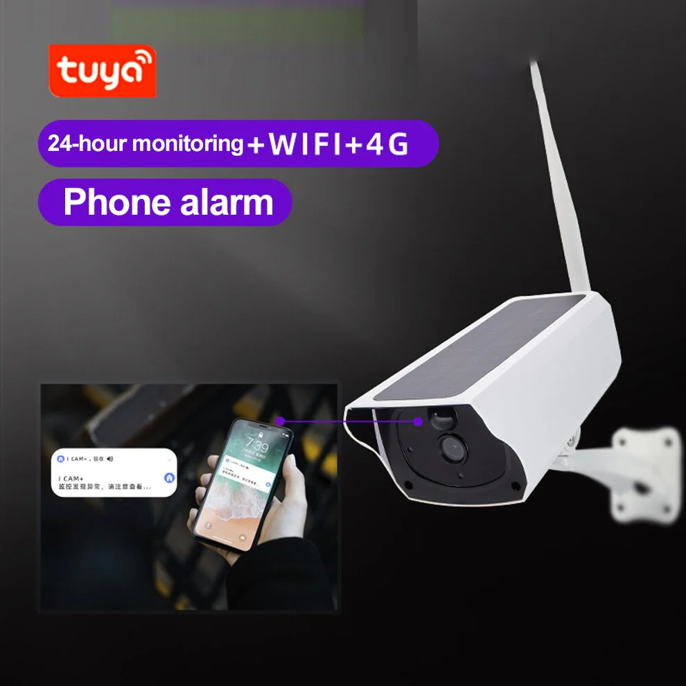 1080P Tuya Smart Wifi Security Solar Camera with 18600mAh Solar Battery Powered 35fts Night Vision, Motion Activated Waterproof