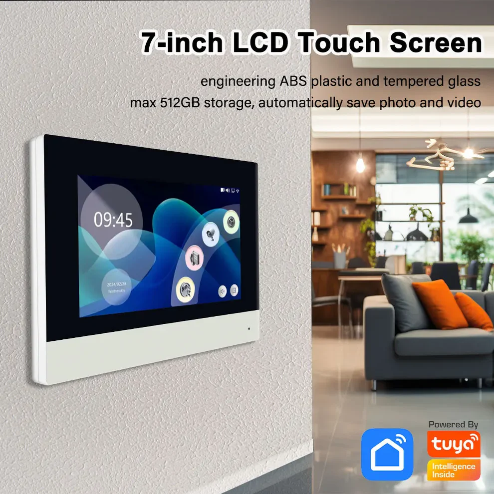 2 Wire 1080P Camera Doorbell  Intercom System Tuya Smart Home Wifi With RFID Card Unlock 7 Touch Screen Security Protect
