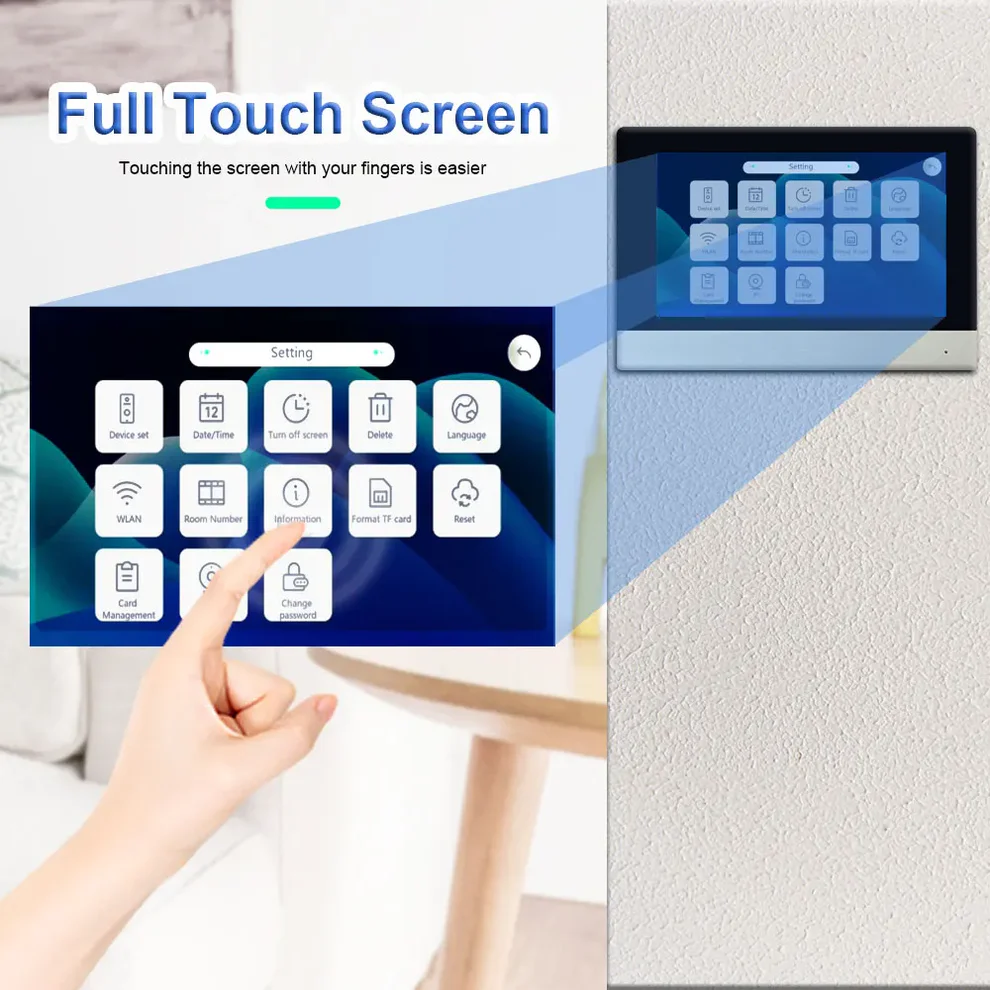 2 Wire 1080P Camera Doorbell  Intercom System Tuya Smart Home Wifi With RFID Card Unlock 7 Touch Screen Security Protect