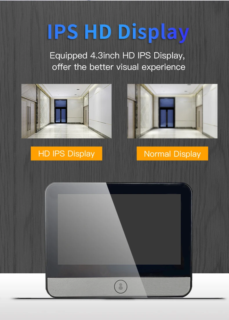 4.3 inch Tuya Peephole Camera | WiFi Doorbell, Motion Detection, Video Intercom & Monitor