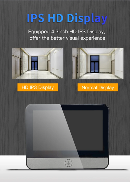 4.3 inch Tuya Peephole Camera | WiFi Doorbell, Motion Detection, Video Intercom & Monitor