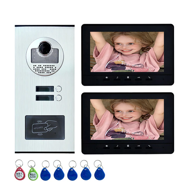 7 - inch Color Video Doorbell with RFID Card & Camera | Supports 2/3/4 Monitors, 500 Users for Multi - Apartments