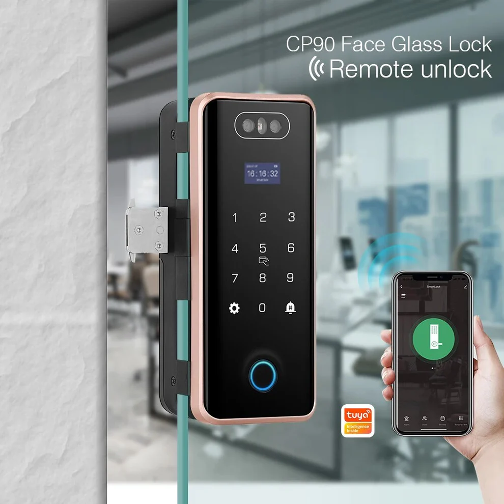 Anti-theft 3D Face Id Intelligent Glass Door Lock Smart Home APP Face Recognition Smart Door Lock