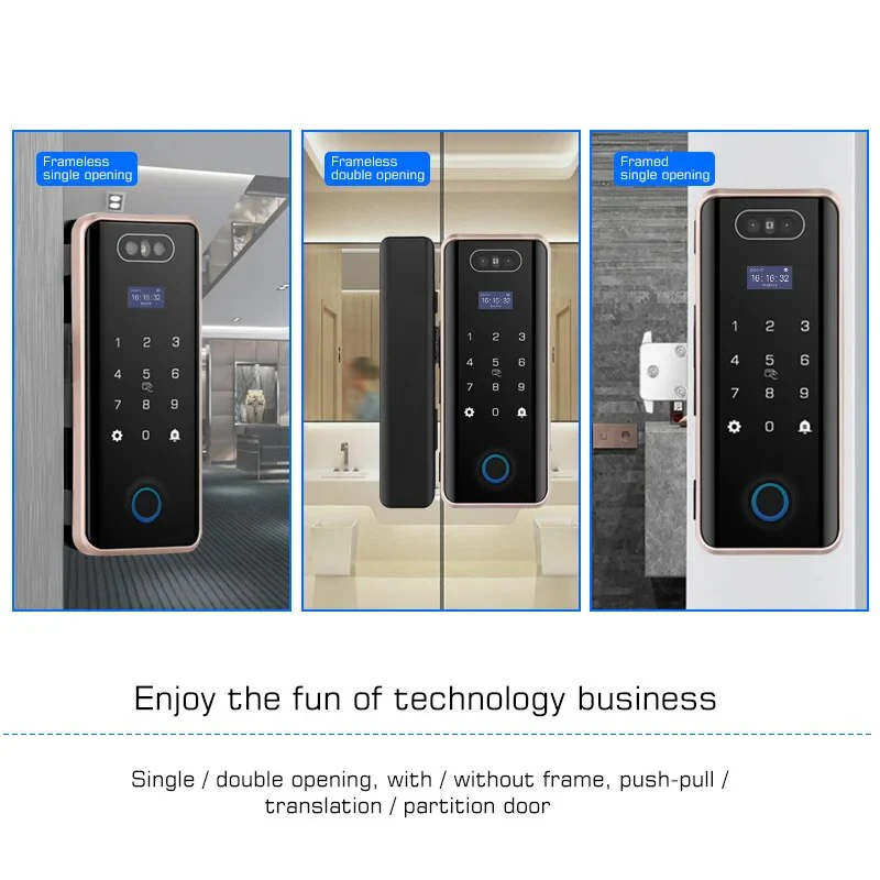 Anti-theft 3D Face Id Intelligent Glass Door Lock Smart Home APP Face Recognition Smart Door Lock