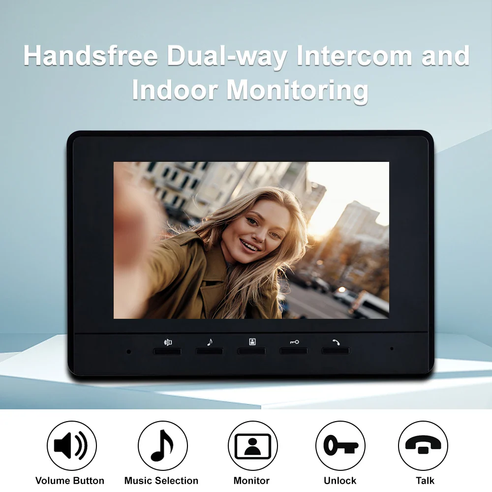 7 - inch Color Video Doorbell with RFID Card & Camera | Supports 2/3/4 Monitors, 500 Users for Multi - Apartments
