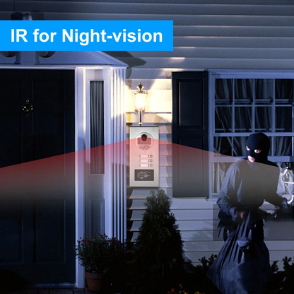 7 - inch Color Video Doorbell with RFID Card & Camera | Supports 2/3/4 Monitors, 500 Users for Multi - Apartments