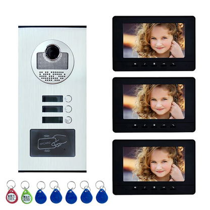 7 - inch Color Video Doorbell with RFID Card & Camera | Supports 2/3/4 Monitors, 500 Users for Multi - Apartments