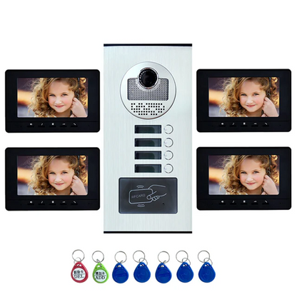 7 - inch Color Video Doorbell with RFID Card & Camera | Supports 2/3/4 Monitors, 500 Users for Multi - Apartments