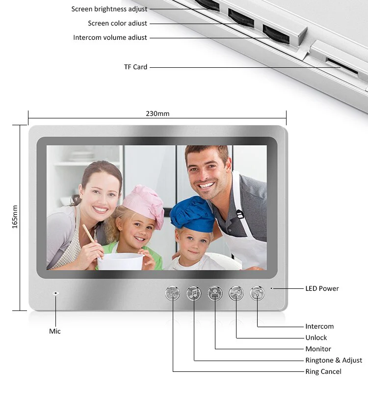 XiVision 9 Inch TFT Display Wifi Apartments Video Door phone Intercom System with 3 Color Moniter Smartphone App Remote Contol Unlock