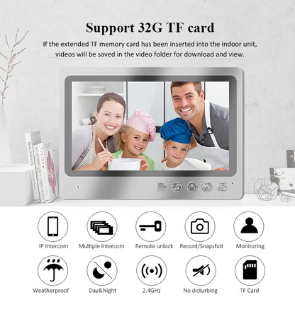XiVision 9 Inch TFT Display Wifi Apartments Video Door phone Intercom System with 3 Color Moniter Smartphone App Remote Contol Unlock