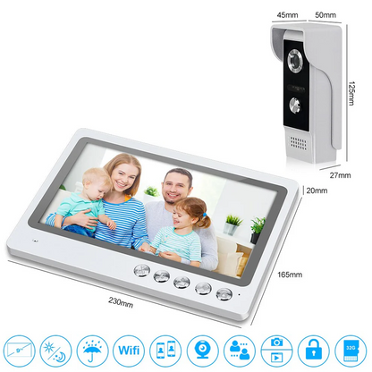 9 inch Home WiFi Video Intercom Doorbell  Night Vision Waterproof 32G TF Card Recording