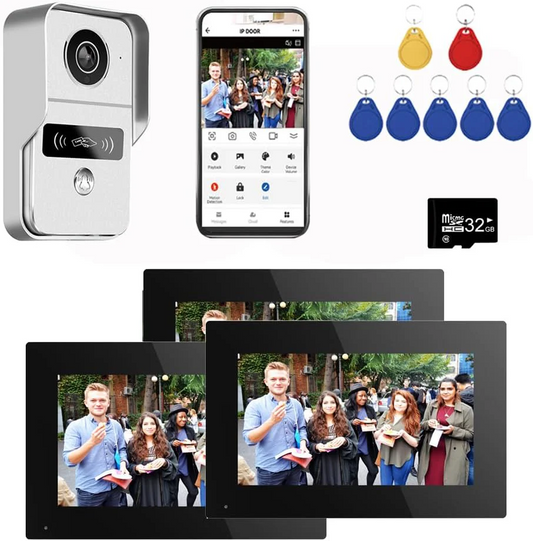 Wired Video Doorbell Apartment Intercom with 7 inch Touch Monitor System,1080P Doorphone Door Camera,TUYA WiFi Smart Home Video Intercom Door Phone Kits for Home Villa
