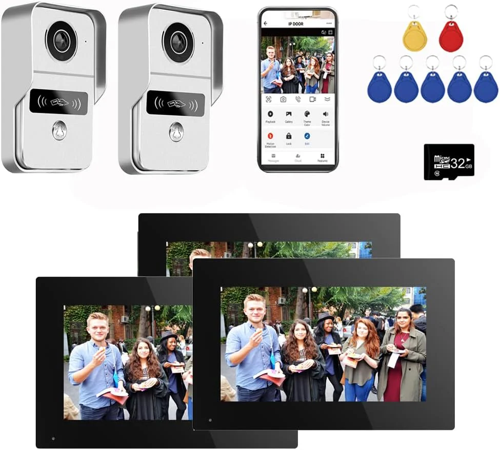 Wired Video Doorbell Apartment Intercom with 7 inch Touch Monitor System,1080P Doorphone Door Camera,TUYA WiFi Smart Home Video Intercom Door Phone Kits for Home Villa