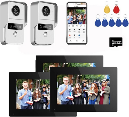 Wired Video Doorbell Apartment Intercom with 7 inch Touch Monitor System,1080P Doorphone Door Camera,TUYA WiFi Smart Home Video Intercom Door Phone Kits for Home Villa