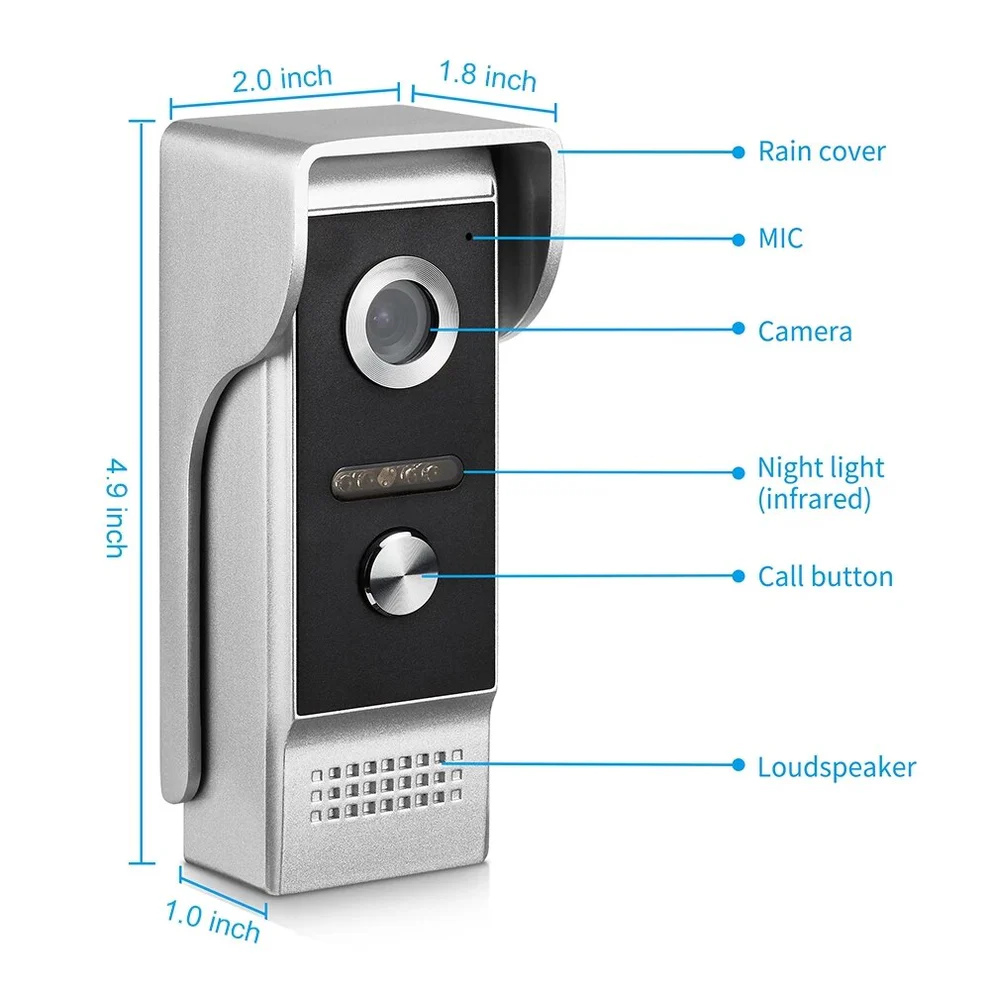 9 Inch Video Door Phone System Wired Video Intercom Video Doorbell Alloy IR Camera Remote Unlock 1 Doorbell with 2 Monitor