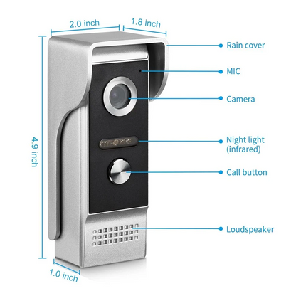 9 Inch Video Door Phone System Wired Video Intercom Video Doorbell Alloy IR Camera Remote Unlock 1 Doorbell with 2 Monitor