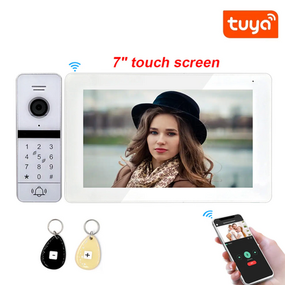 XiVision  Tuya 7 inch Touch Screen Video Intercom  Wireless Doorbell Mobile Linkage Smart Access Control