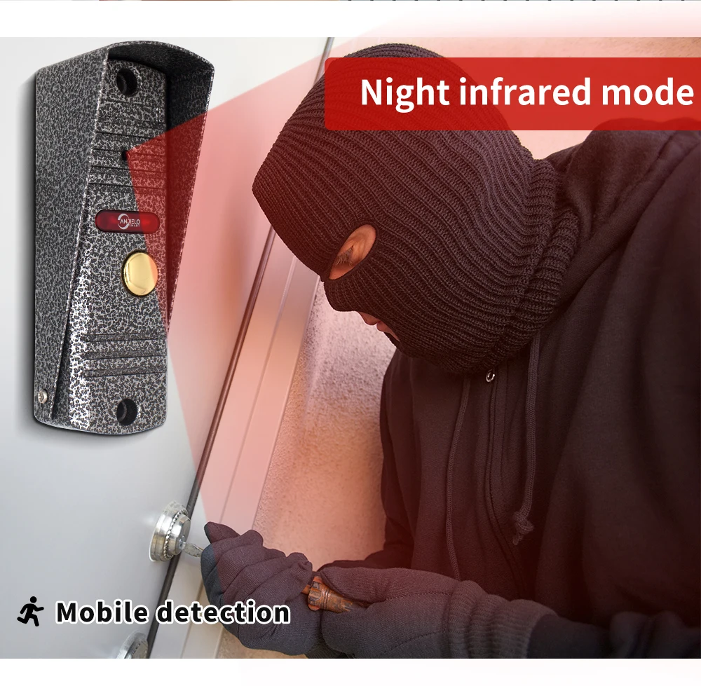 7-inch HD Screen Video Doorbell System  1200 TVL Camera IP65 Rainproof Two-Way Voice  One-Touch Unlock