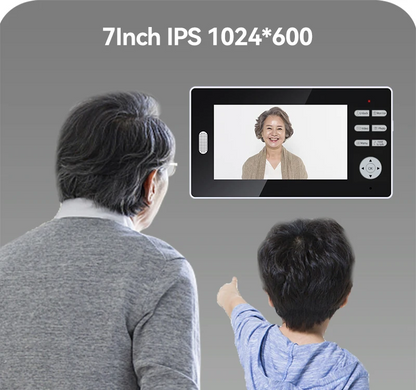 2.4Ghz Long Range Coverage 7 Inch HD 1080P Doorbell Wireless Video Intercom 2MP Door Phone Unlock Monitor 140° Home Security