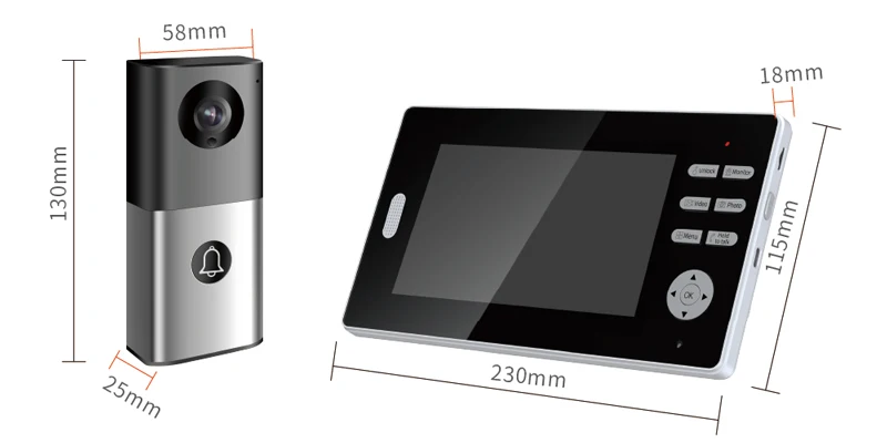 2.4Ghz Long Range Coverage 7 Inch HD 1080P Doorbell Wireless Video Intercom 2MP Door Phone Unlock Monitor 140° Home Security