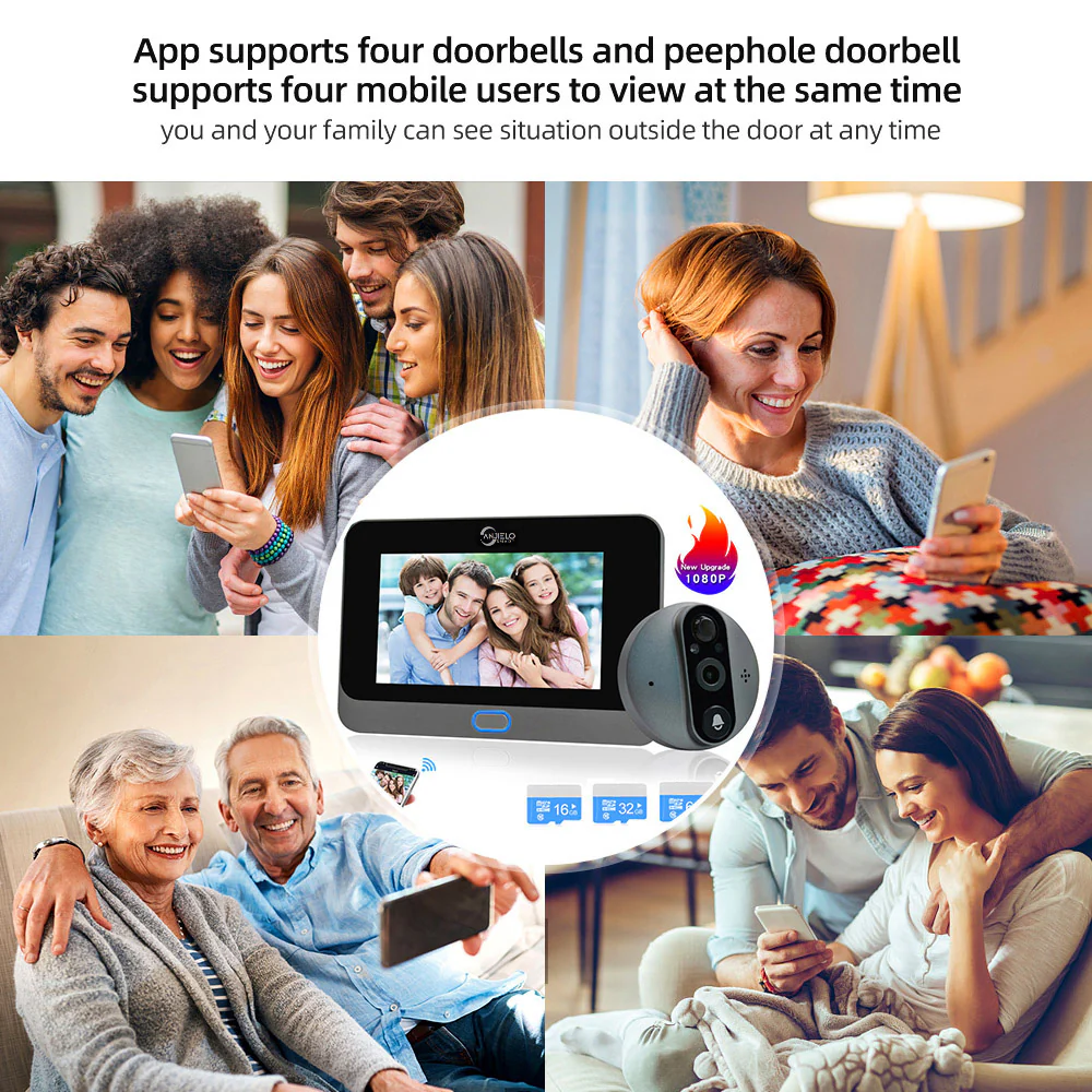 1080P Tuya WiFi Peephole Camera  Smart Doorbell Night Vision Video Monitoring Set Protecting family safety