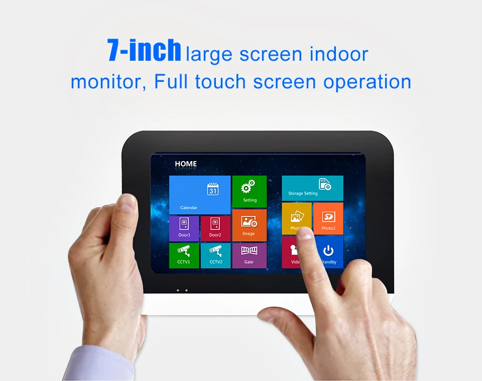 7 inch Touch Screen Video Intercom System  Security Camera 16G SD Card Electronic Lock Power Supply Home Access Control