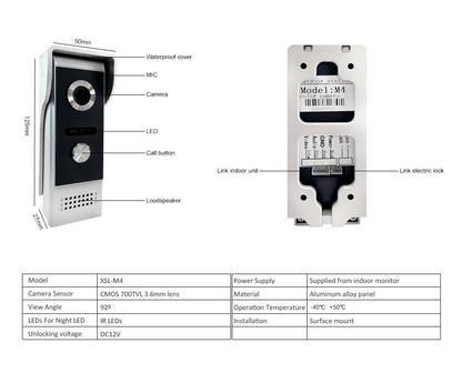 7 inch Touch Screen Video Intercom System  Security Camera 16G SD Card Electronic Lock Power Supply Home Access Control