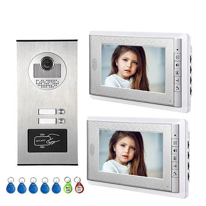 XiVision 2/3/4 Units Apartment Intercom System Video Doorbell Camera Aluminum Alloy 7" Monitor 7 RFID Card