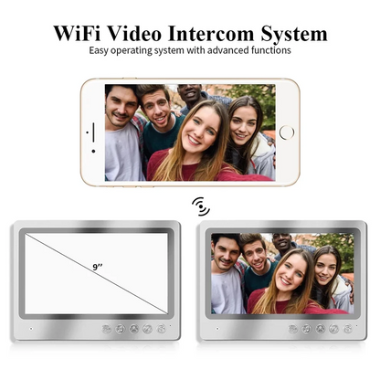 9 inch Screen Video Doorbell with Monitor WiFi Door Phone Wired Camera IR Night Vision Remote Unlock Record  Snapshot APP Control
