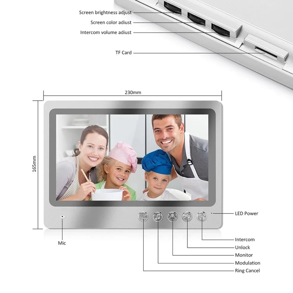 9 inch Screen Video Doorbell with Monitor WiFi Door Phone Wired Camera IR Night Vision Remote Unlock Record  Snapshot APP Control